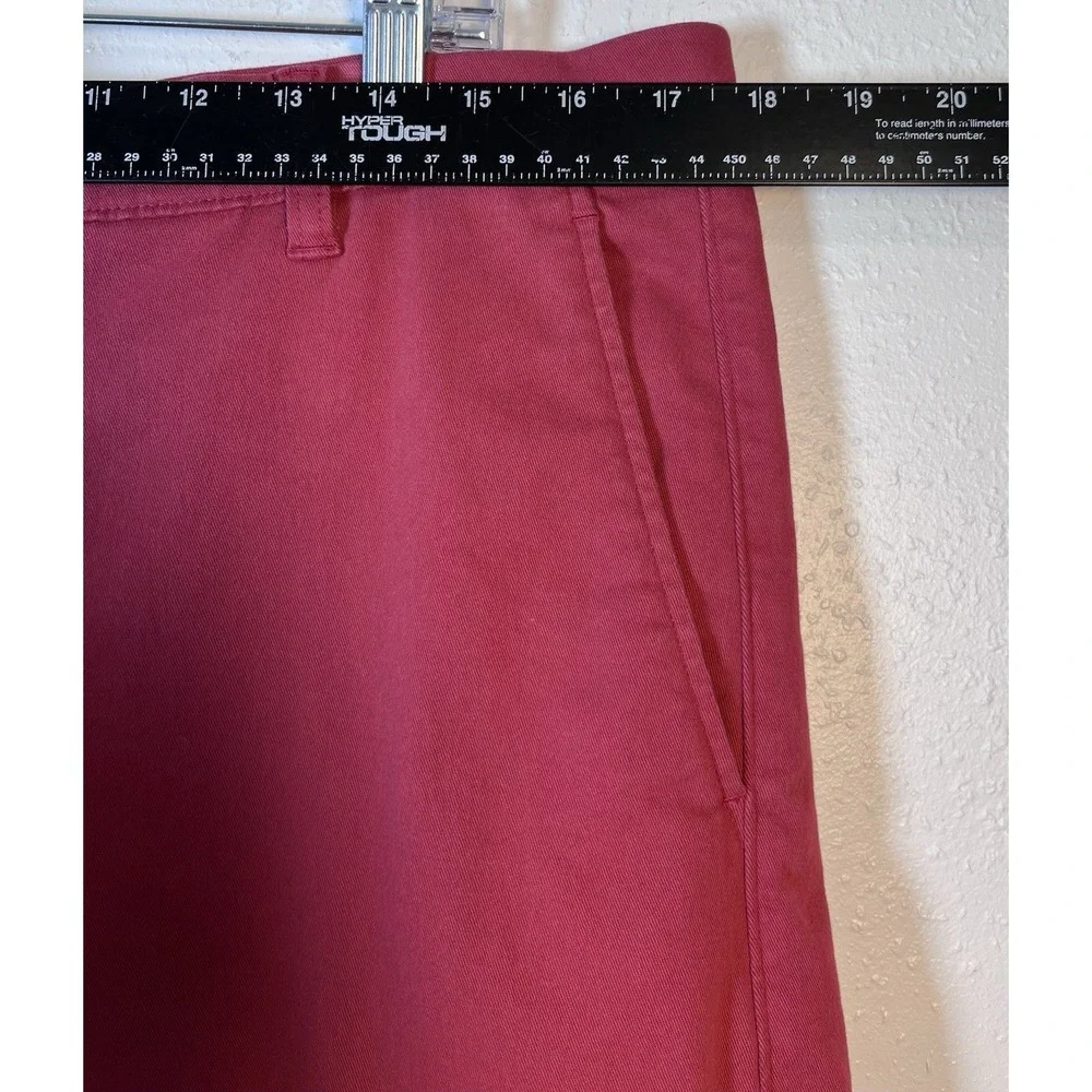 JOHNNIE-O Sz 34 Shorts Neal Malibu Red Flat Front Chino Stretch Twill *Flaw*